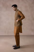 Menswear Stitched Rust Brown Pure Wool Waistcoat